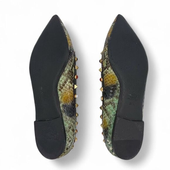 VALENTINO Garavani Rockstud Snakeskin Ballet Flats Size IT37.5 - Picture 9 of 11
